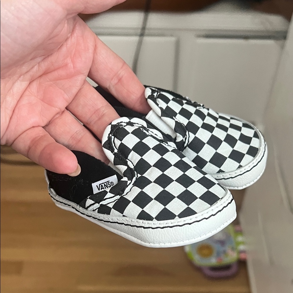 Vans Kids Black and White Checkered Slip-On Sneakers